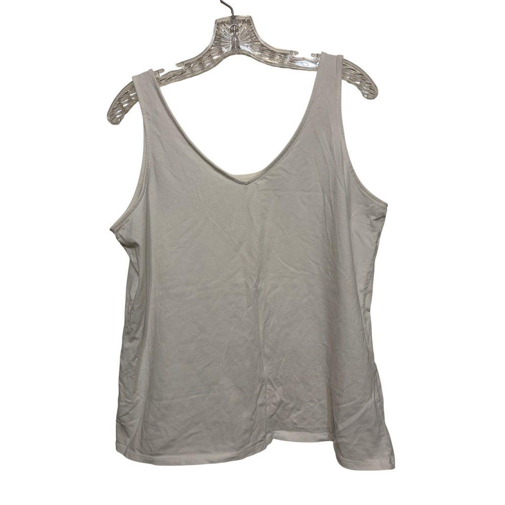 J. Jill White V-Neck Scoop Stretch Cotton Lycra Stretch Reversible Tank Top